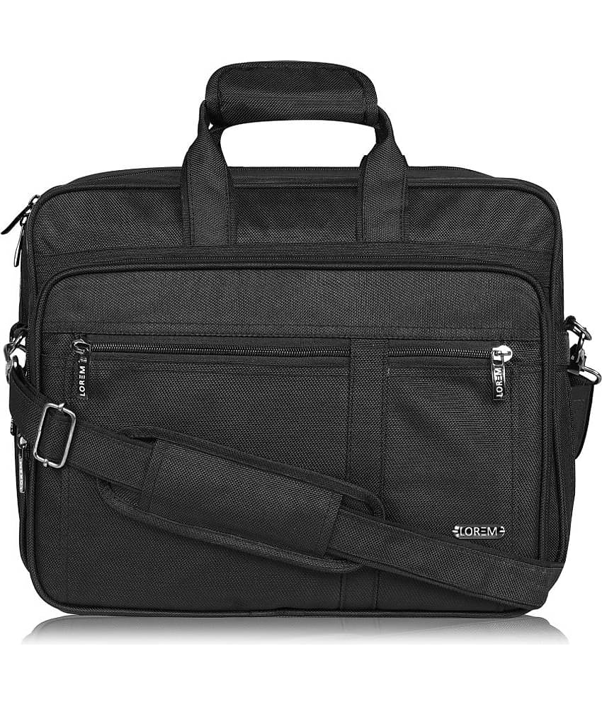 Lorem Black Faux Leather Office Bag