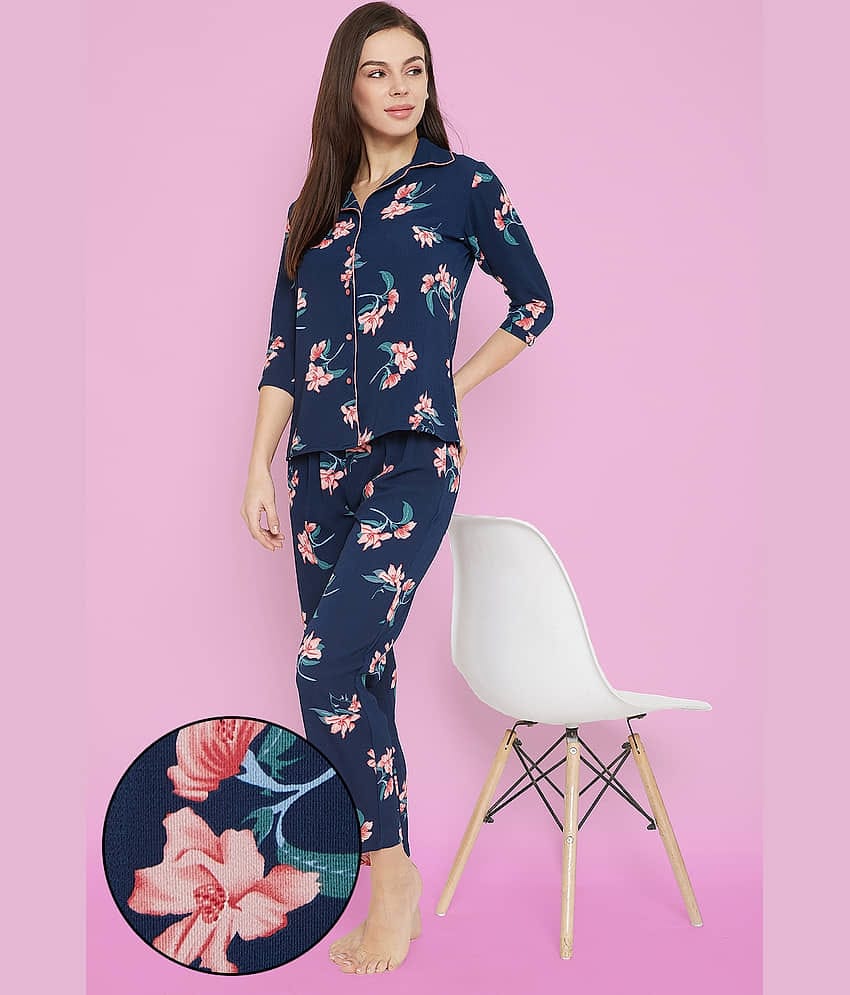 Clovia Crepe Nightsuit Sets - Blue Pack of 2