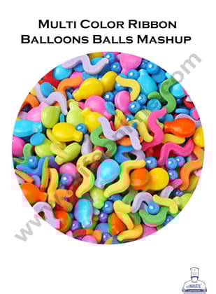 Cake Decor Sugar Candy - Multi Color Ribbon Balloons and Balls Candies - 500 gm