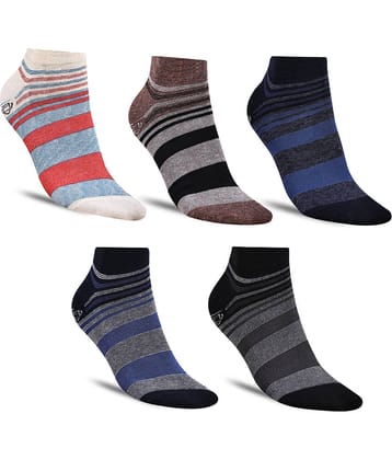Dollar - Cotton Blend Men's Striped Multicolor Ankle Length Socks ( Pack of 5 )