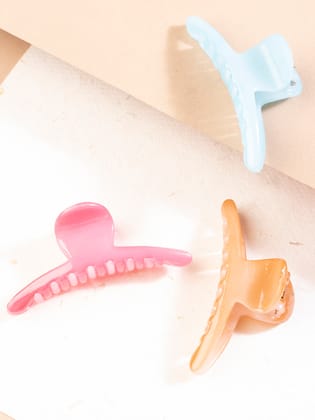Women Set Of 3 Multicoloured Acrylic Claw Clips