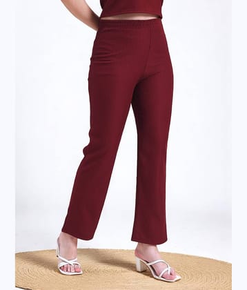 Leewan Pack of 1 Cotton Straight Women's Casual Pants ( Maroon )