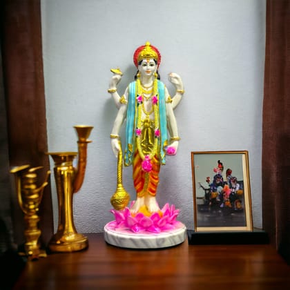 Lord Narayana Standing Vishnu Narayana Marble Look Idol Narayana Murtie H 40 cm
