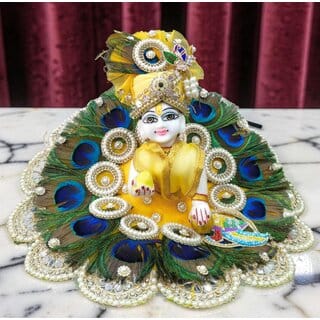Fancy Mor Pankh Dress for Laddu Gopal Ji. Handcrafted with devotion