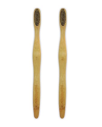 Bentodent Bamboo Toothbrush Adults CHARCOAL SOFT Bristles Pack of Two(2)