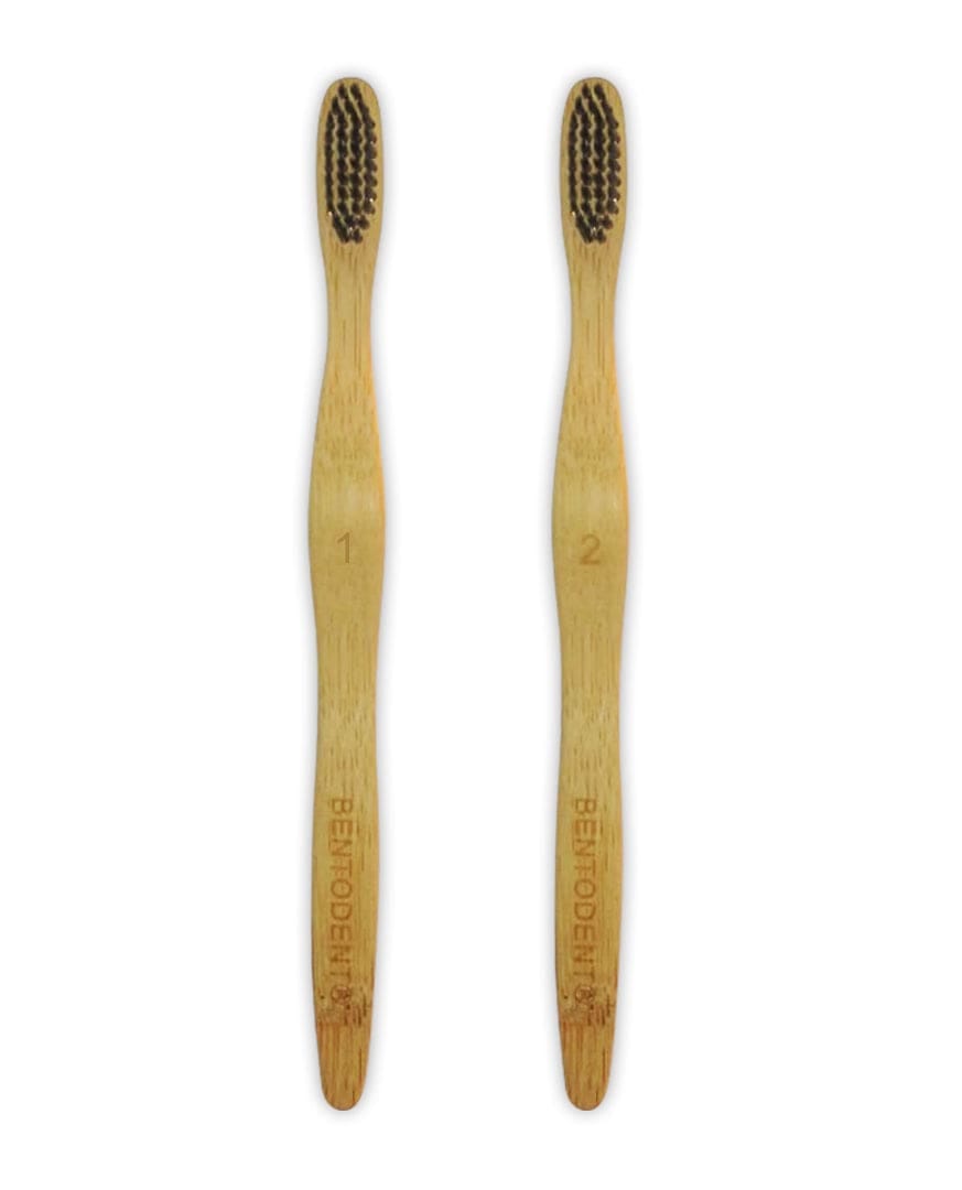 Bentodent Bamboo Toothbrush Adults CHARCOAL SOFT Bristles Pack of Two(2)