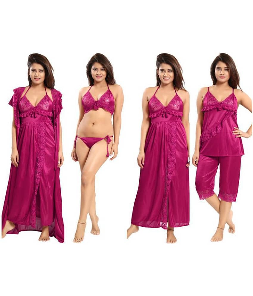 Reposey Satin Night Dress - Pink