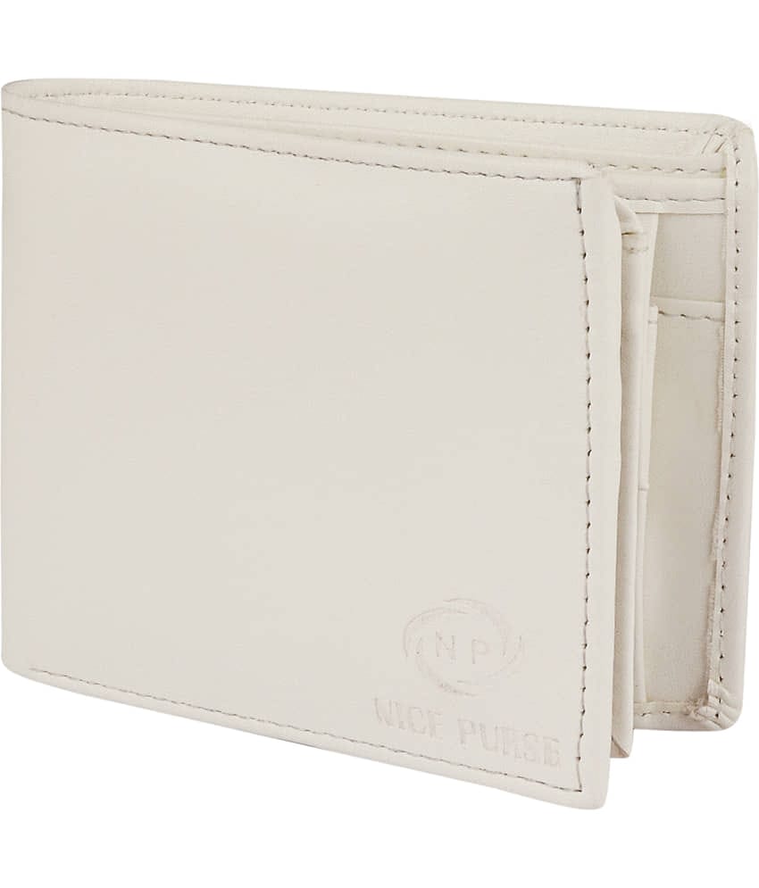 Nice Purse PU Solid Men's Two Fold Wallet,Coin Pouch With 4 Slots For Card ( White , Pack of 1 )