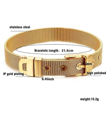 ZIVOM® Mesh Belt Buckle 18K Gold 316L Surgical Stainless Steel Adjustable Bracelet Men Women - None