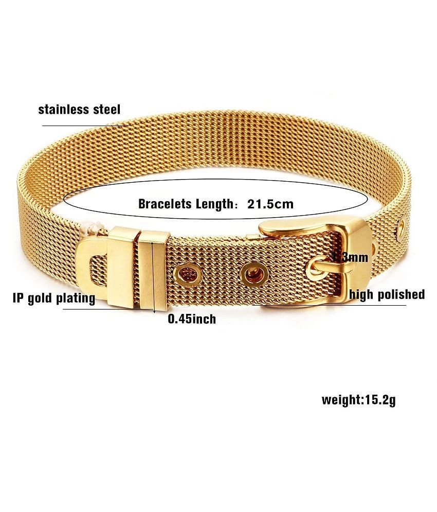 ZIVOM® Mesh Belt Buckle 18K Gold 316L Surgical Stainless Steel Adjustable Bracelet Men Women - None