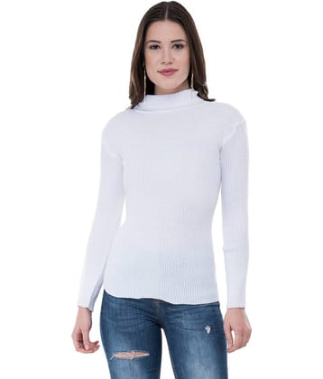 IndiWeaves Woollen High Neck Women's Skivvy - White ( Single )