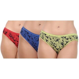 Loving Care Printed Cotton Low Rise Hipster Panty (Pack of 3) Multi Color