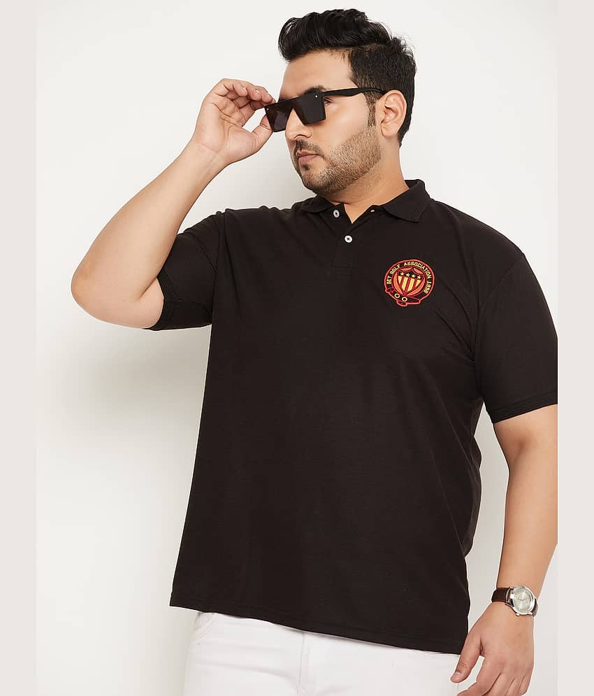 GET GOLF Pack of 1 Cotton Blend Regular Fit Solid Half Sleeves Men's Polo T Shirt ( Black )