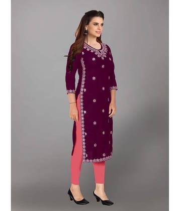 Kapadia - Wine Rayon Women's Straight Kurti ( Pack of 1 )
