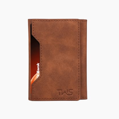 The Wallet Store Magna Suede Vegan Leather Cardholder (Tan)