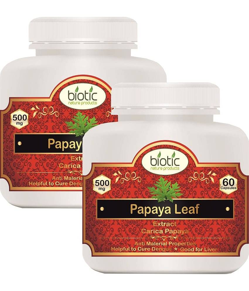 Biotic Papaya Leaf Capsules (Carica Papaya Extract) 500mg Capsule 120 no.s Pack of 2