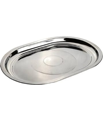 Dynore Serving Tray Stainless Steel Serving Tray 550 ml Silver ( Set of 1 )