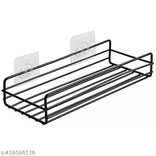 TRYKSHA Stainless Steel Self Adhesive Soap Dish Holder Rack (Black)