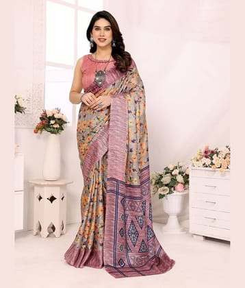 BLEESBURY Mysore Silk Printed Saree With Unstitched Blouse Piece ( Mauve )