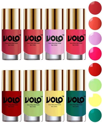 VOLO High-Shine Long Lasting Non Toxic Nail Polish Professional Multi Glossy Pack of 8 79 mL