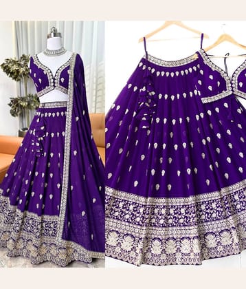 A TO Z CART Purple Silk Chaniya Choli Semi Stitched Lehenga Single