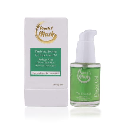 Peach and Musk Purifying Booster Tea Tree Face Oil | 100% Pure | Reduces Acne | Gives Clear Skin| Reduces Dark Spots | 30Ml