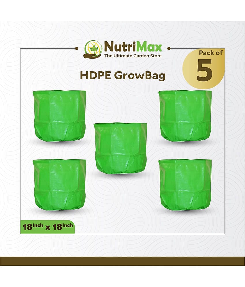 Nutrimax HDPE 200 GSM Growbags 18 inch x 18 inch Pack of 5 Outdoor Plant Bag