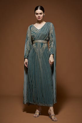Dark Aqua Kaftan-XS