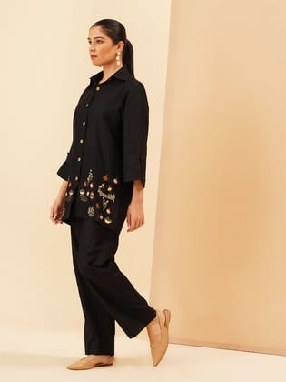 Black Gallina Button Down Co-Ord Set-XS / XS