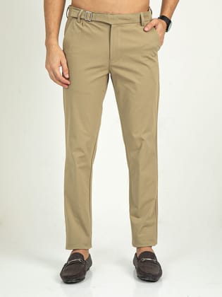 Men's Ankle Length Cotton 4 Way Stretch Trouser | Rick Rogue-Khaki / 30