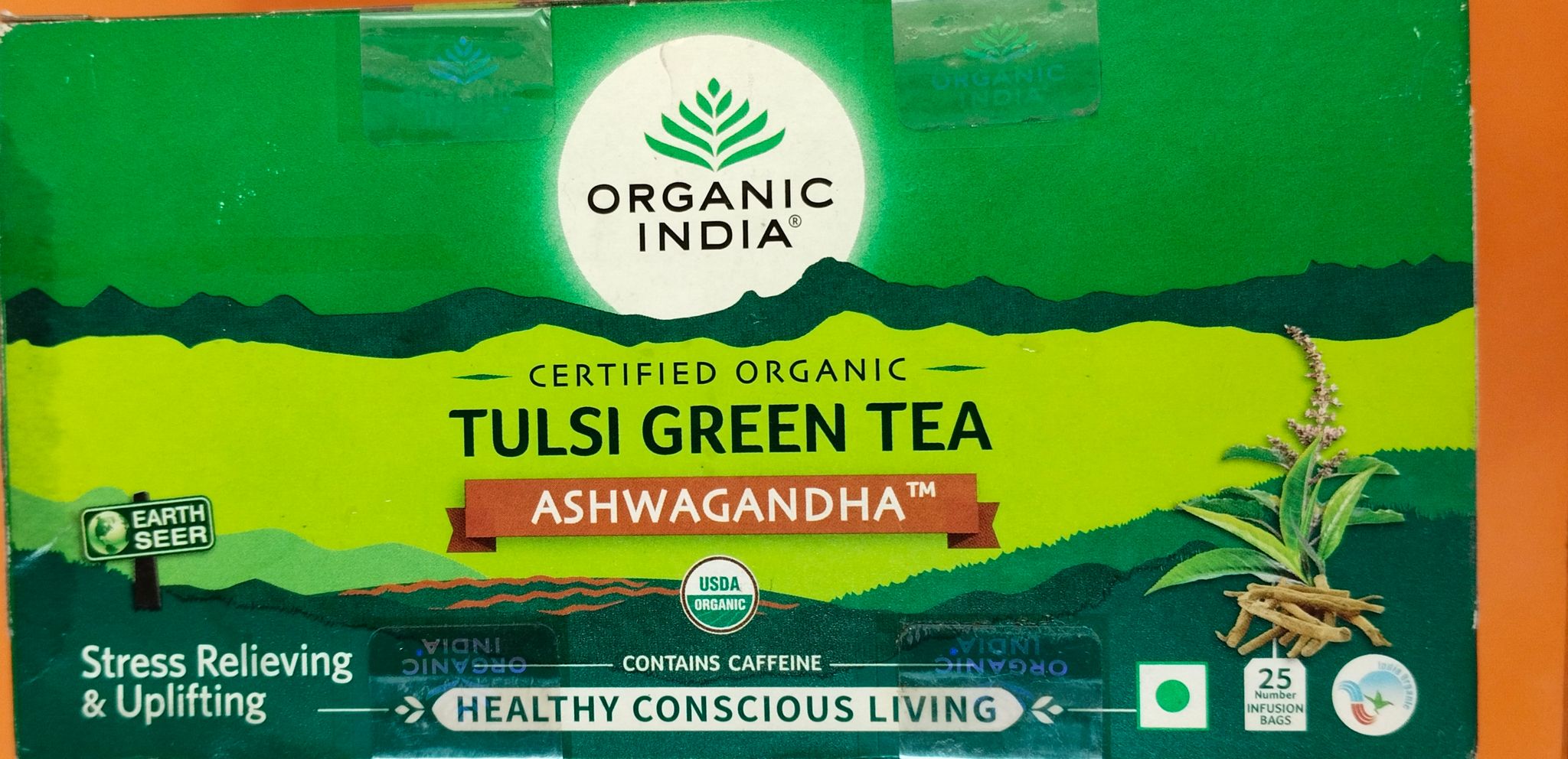 Organic india tulsi green tea Ashwagandha 25 bags 