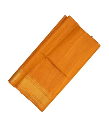 Mustard Woven Tussar Silk Saree With Chevron Border-TU2564-Mustard