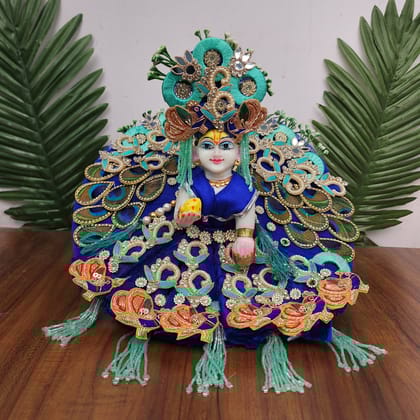 Beautiful blue heaviest dress for laddu gopal ji ( WITHOUT JEWELLERY)-2