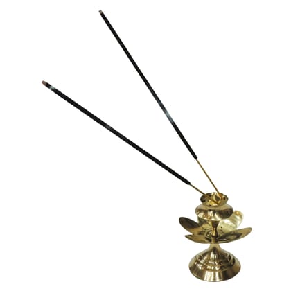 Brass Kamal Patta Agarbatti Stand No. 7, Height : 2.6 Inch (ZMAS147 E)