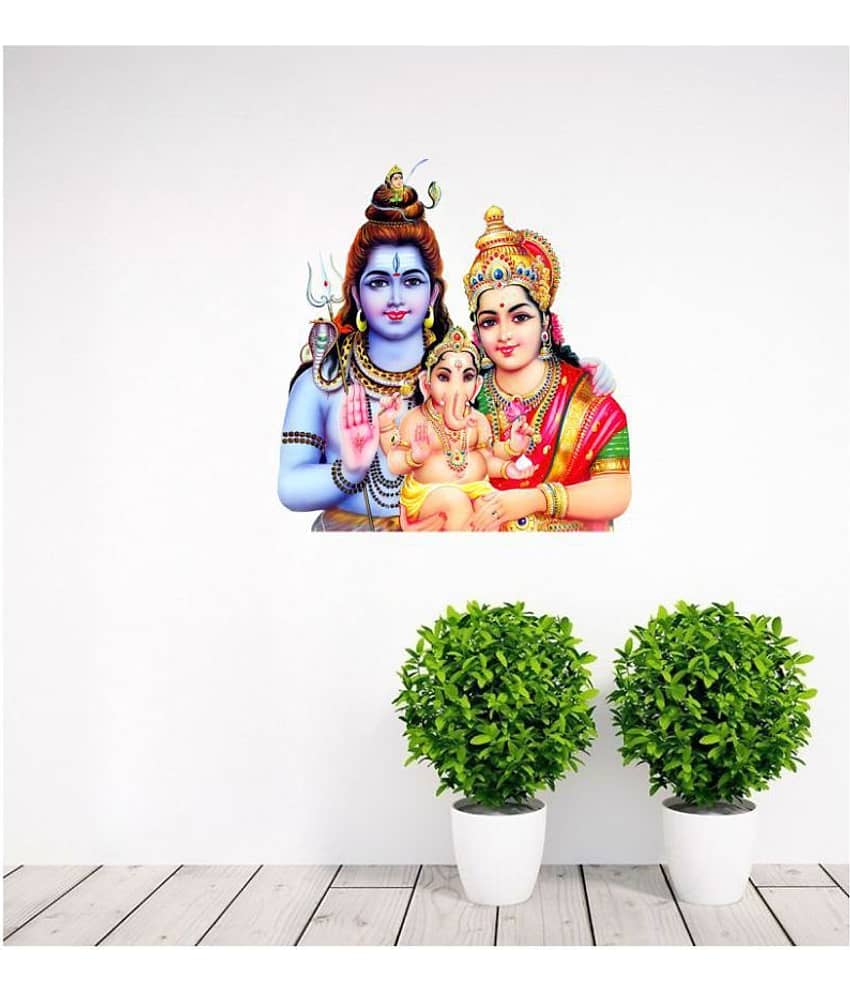 Decor Villa Shiv parvati ganeshji Religious & Inspirational Sticker ( 48 x 50 cms )