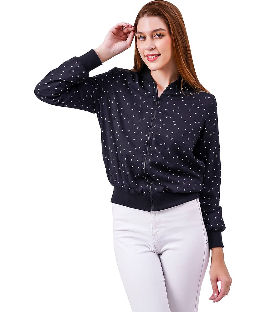 NUEVOSDAMAS "-" Polyester Black Bomber Jackets Pack of 1