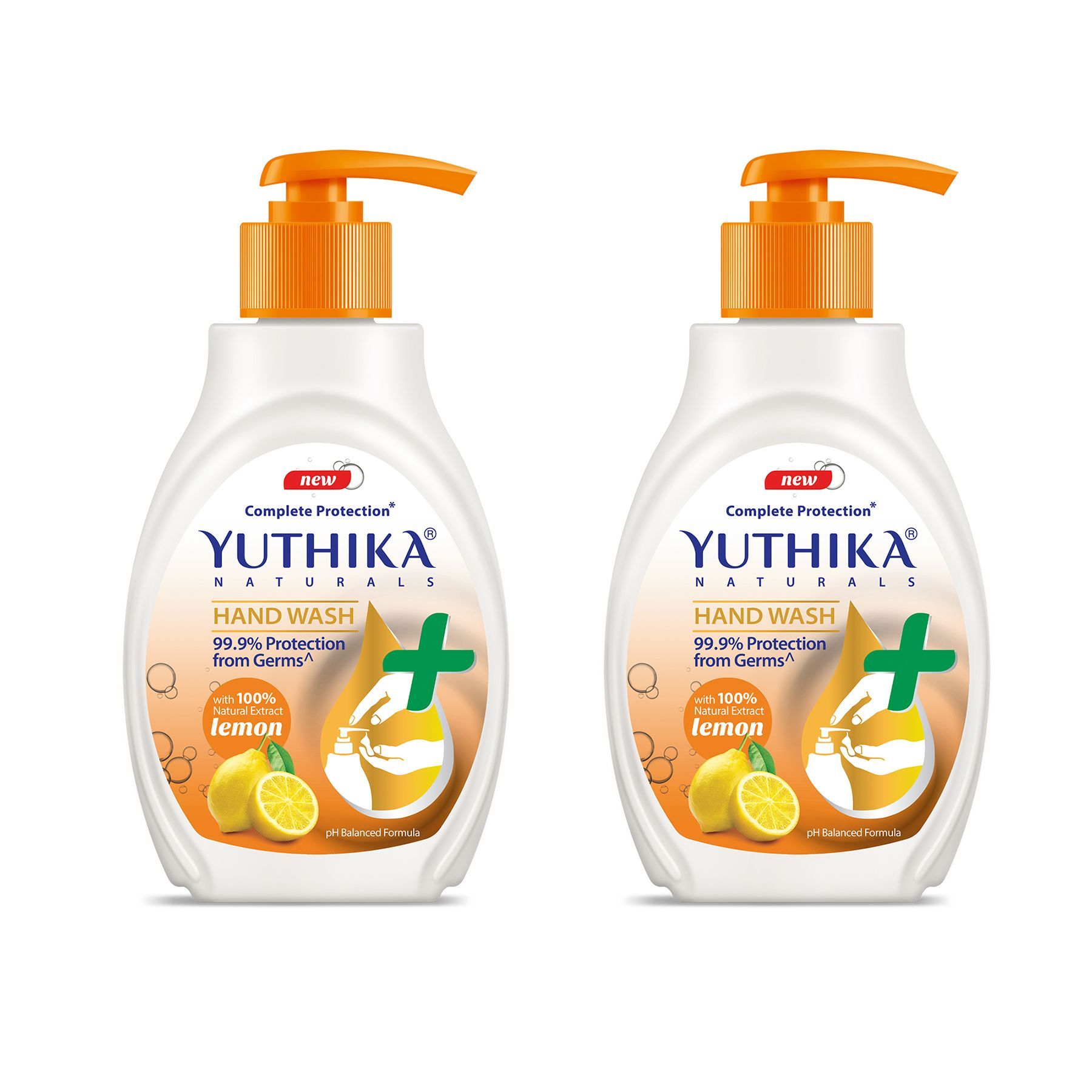 Yuthika Liquid Hand Wash 500ml Pack of 2, Lemon Handwash, Germ Protection Handwash with a pH Balanced Formula