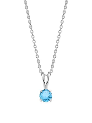 0.50 Carat Blue Topaz Pendant With Chain For Women