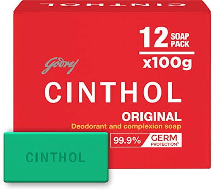 Cinthol Original Soap, 100g (Pack of 12) | Germ Protection | Soaps For Bath | Grade 1 Soap | For All Skin Types