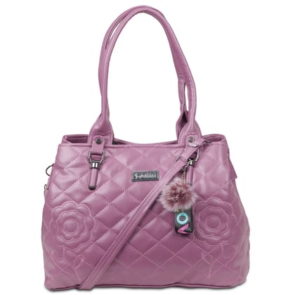 Jothi Ruby Premium Womens Handbag | Quilted Diamond Synthetic Leather Tote | Multi-Compartment Zip Closure | Matte Finish | Soft Base | Lightweight & Durable | Lavender