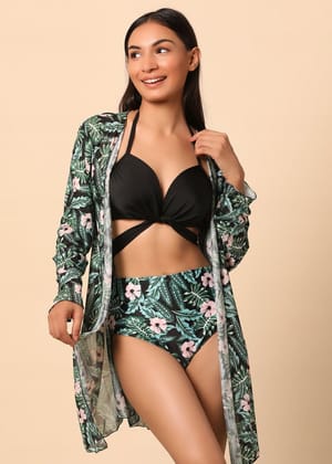 Green Printed 3-Piece swimwear set Green S