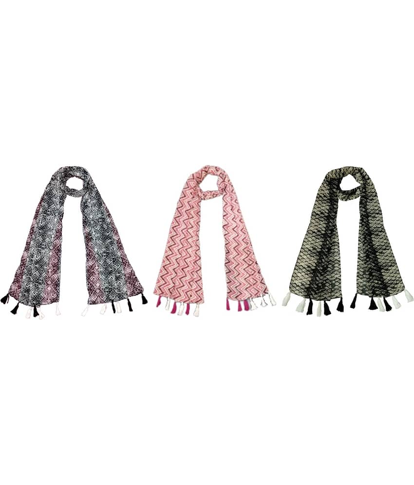 stolevilla Multi Poly Cotton Yarn Stoles ( Pack of 3 )