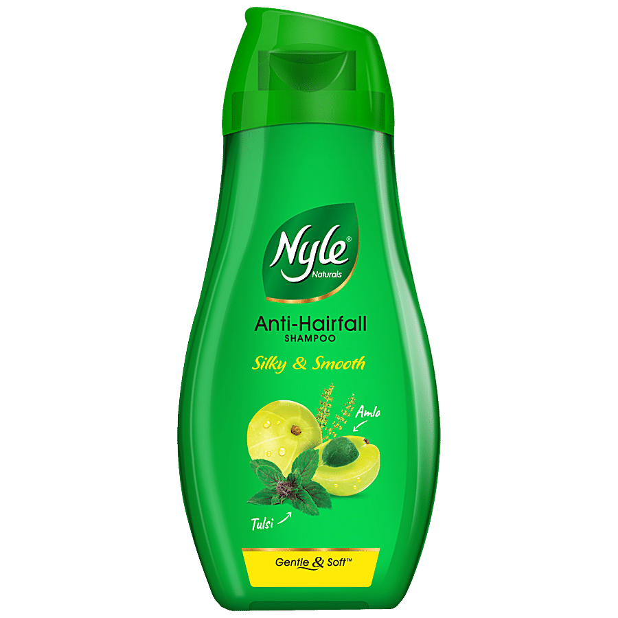 Nyle Silky & Smooth Anti-Hair Fall Shampoo - With Tulsi, Amla, Controls Frizz, Paraben Free, 180 Ml