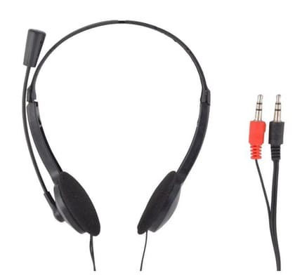 Wired Stereo AD-301 Headphones  with Mic, Dual Audio Jack for PC, Mac, and Laptop