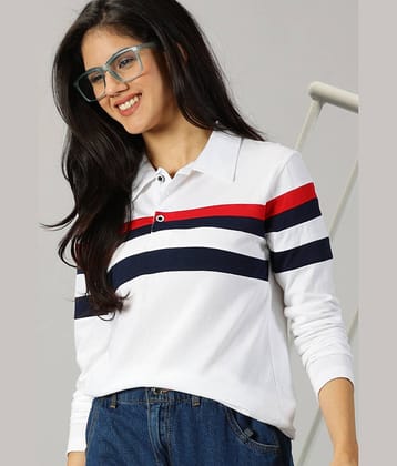 AUSK Women Cotton Blend Colorblock Regular Fit Polo Collar T-Shirt ( Green )