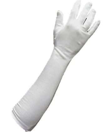 Alkas White Cotton Cold & Sun Protective Full Hand Gloves
