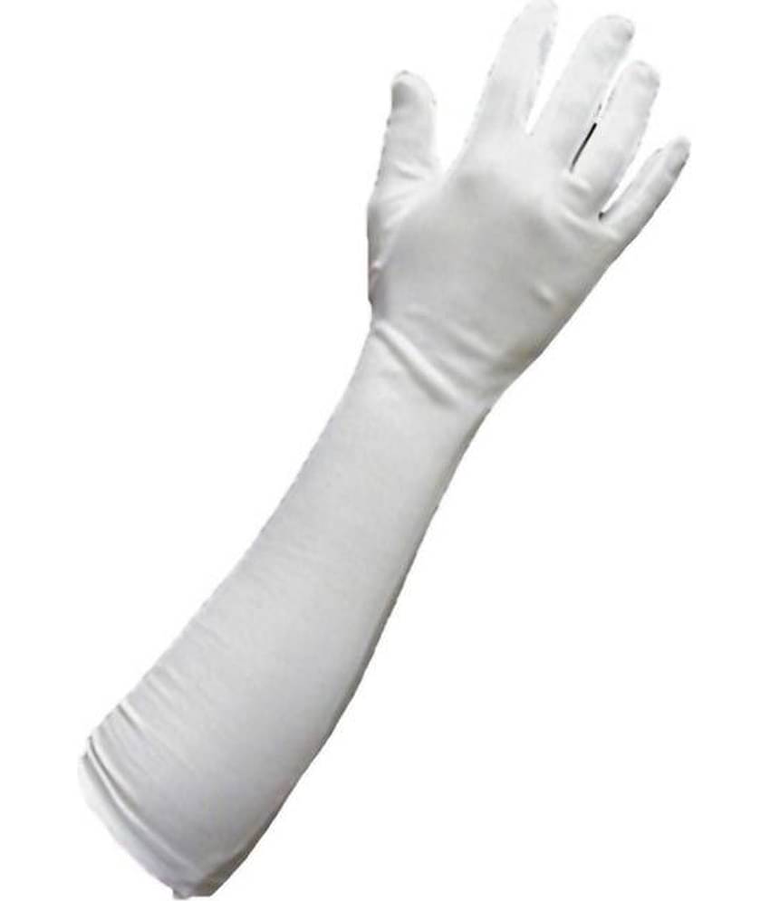 Alkas White Cotton Cold & Sun Protective Full Hand Gloves