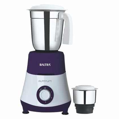 BALTRA Platinum-2 BMG 180 Mixer Grinder 400 Watt with 2 Stainless Steel Jars for Powerful Grinding, Adjustable Speed Control, Durable & Overload Protection, Additional Seasoning Lid (2 Year Warranty)
