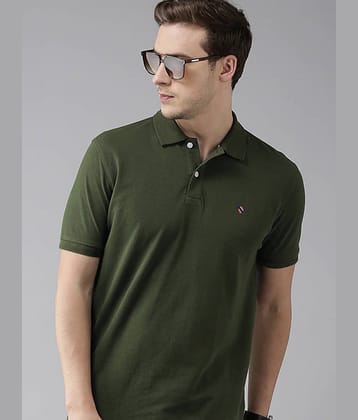 Merriment Pack of 1 Cotton Blend Regular Fit Solid Half Sleeves Men's Polo T Shirt ( Olive Green )