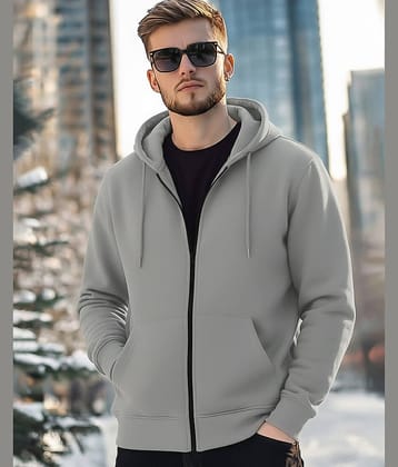 AUSK Fleece Hooded Men's Sweatshirt - Grey ( Pack of 1 )
